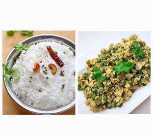 Curd rice with egg poriyal