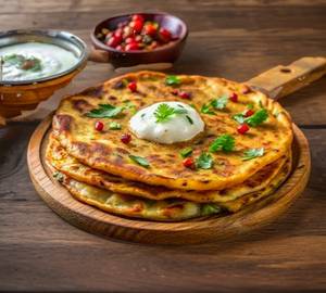 2 Aloo Pyaz Paratha (served with curd and pickle)
