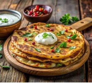 3 Aloo Pyaz Paratha (served with curd and pickle)