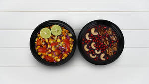 Healthy Corn Chaat And Blueberry Banana Smoothie Bowl