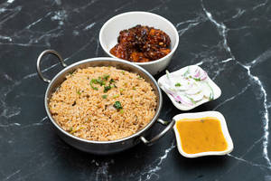Plain Biriyani + 5 Pieces Paneer Machurian