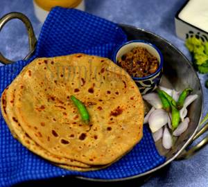 2 Stuffed Sattu Paratha Fish Green Chutney
