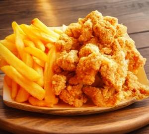 Chicken popcorn with french fries