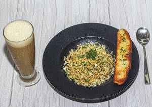 Classic Cold Coffee & Spaghetti Aglio Oglio
