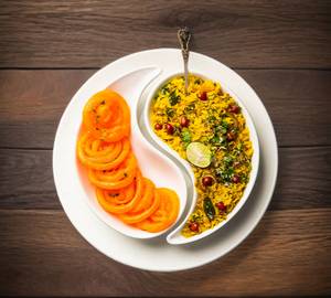 Poha with jalebi