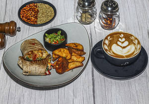 Chicken Caesar Wrap & Cappuccino