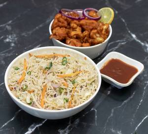 Veg Fried Rice With Gobi 65