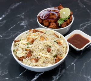 Chicken Fried Rice With Chicken 65 [5 Pieces]