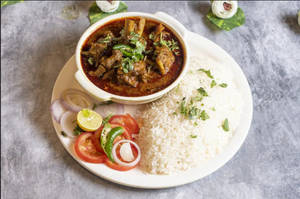 Mutton Curry [2 Pieces] With Steamed Rice [1 Plate]