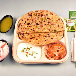 Aloo Paratha With Curd And Pickle( 2 Pieces Of Parathas)