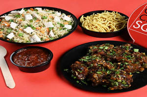 Chicken Manchurian With Chicken Fried Rice & Dry Noodles