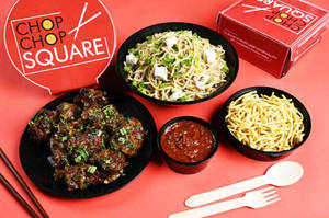 Chicken Manchurian With Chicken Hakka Noodles & Dry Noodles