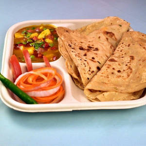Plain Paratha With Aloo Matar And Curd( 2 Pieces Of Parathas)