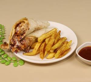 French Fries with Chicken Twister Roll