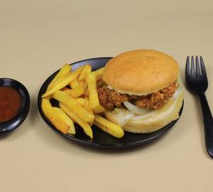 Chicken Burger with French Fries