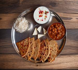 2 Paneer Paratha With Chole Sabji And Curd