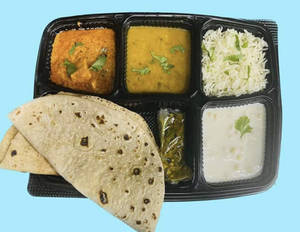 Mix Veg+dal Fry+rice+raita+2 Roti