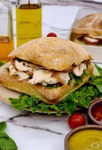 Smoked Chicken Tomato Mozzarella & Pesto Ciabatta Sandwich