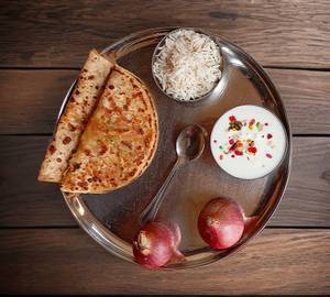 2 Onion Paratha with chole sabji and dahi