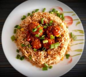 Gobi Manchurian Egg Fried Rice Bowl