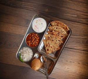 3 aloo paratha with chole sabji and rice