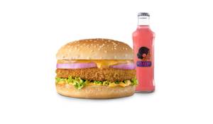 Veg Nikku Singh Burger + Gulaabo Pink Lemonade
