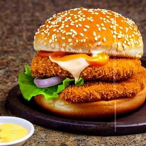 Crispy chicken zinger burger