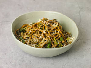 Sunflower Seed Pesto and Capers Spaghetti
