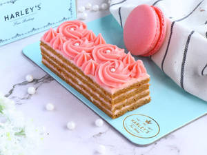 French Vanilla Rose Crocante Medovik With Macaron