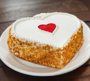 Butterscotch Heart Shape Cake Eggless