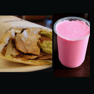 Chicken Shawarma +rose Milk