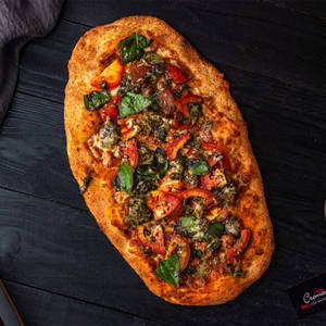 Tomato, Basil Pesto and Mozzarella Thin Crust Pizza