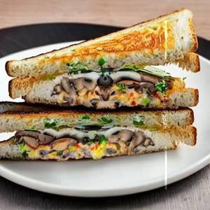 Bread Omelette Mushroom Sandwich
