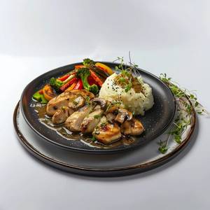 Grilled Chicken in Mushroom Pepper Sauce