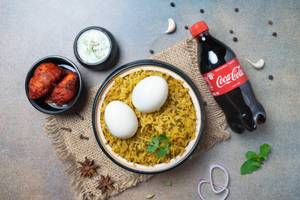 Egg Donne Biryani + Kebab (2 pcs) + Coke (250 ml)