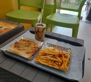 Masala sandwich + french fries + cold coffee