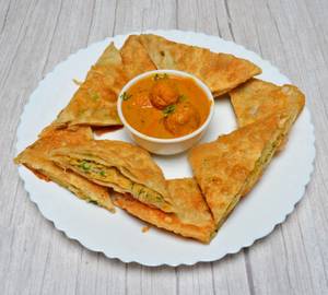 Egg Mughlai Paratha with Aloo Dum