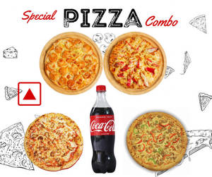 Combo Of 4 Chicken Pizza With 750 Ml Cold Drink