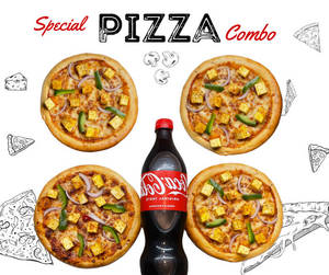 4 Paneer Pizza Combo With 750 Ml Cold Drink