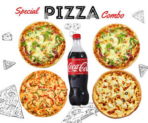 Combo Of 4 Veg Pizza With 750 Ml Cold Drink