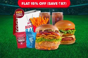 Flat 15% Off on 2 Premium Non Veg Burgers + Fries + 2 Beverages