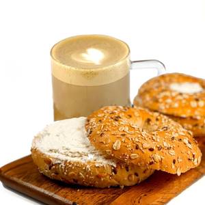 Cream Cheese Bagel With Cappuccino