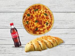 Margherita Pizza + Cheese Garlic Bread + Coke