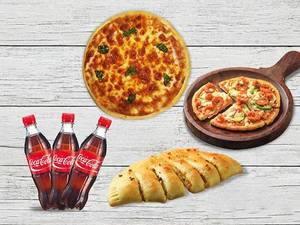 Non Veg Loaded Chicken,margherita Pizza,cheese Garlic Bread,2 Coke
