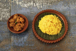 Basanti Pulao Chicken Kosha Thali