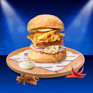 Veg French Burger (veg Pati & French Fries)