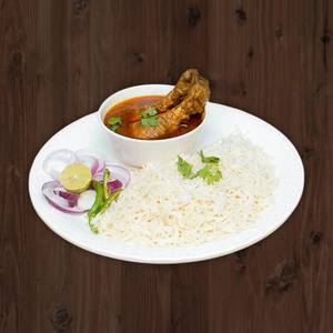 Plain Rice With Chicken Jhol ( With Alu)+ Salad