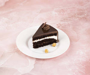Hazelnut Triple Chocolate Cake Slice
