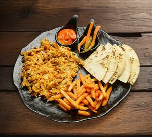 Mexican shawarma plate with fries                                                                                                              