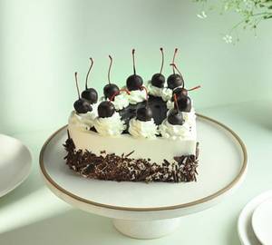 Choco Topped Cherries Black Forest Heart Cake